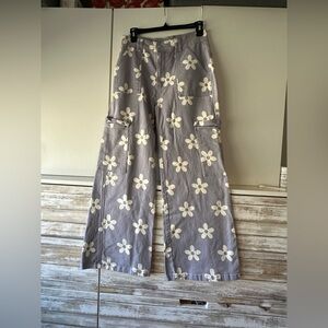 Altar'd State Lavender Wide Leg Floral Cargo Pants